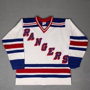 Vintage 90s New York Rangers NHL Hockey Jersey White Mesh Sewn Lettering XS